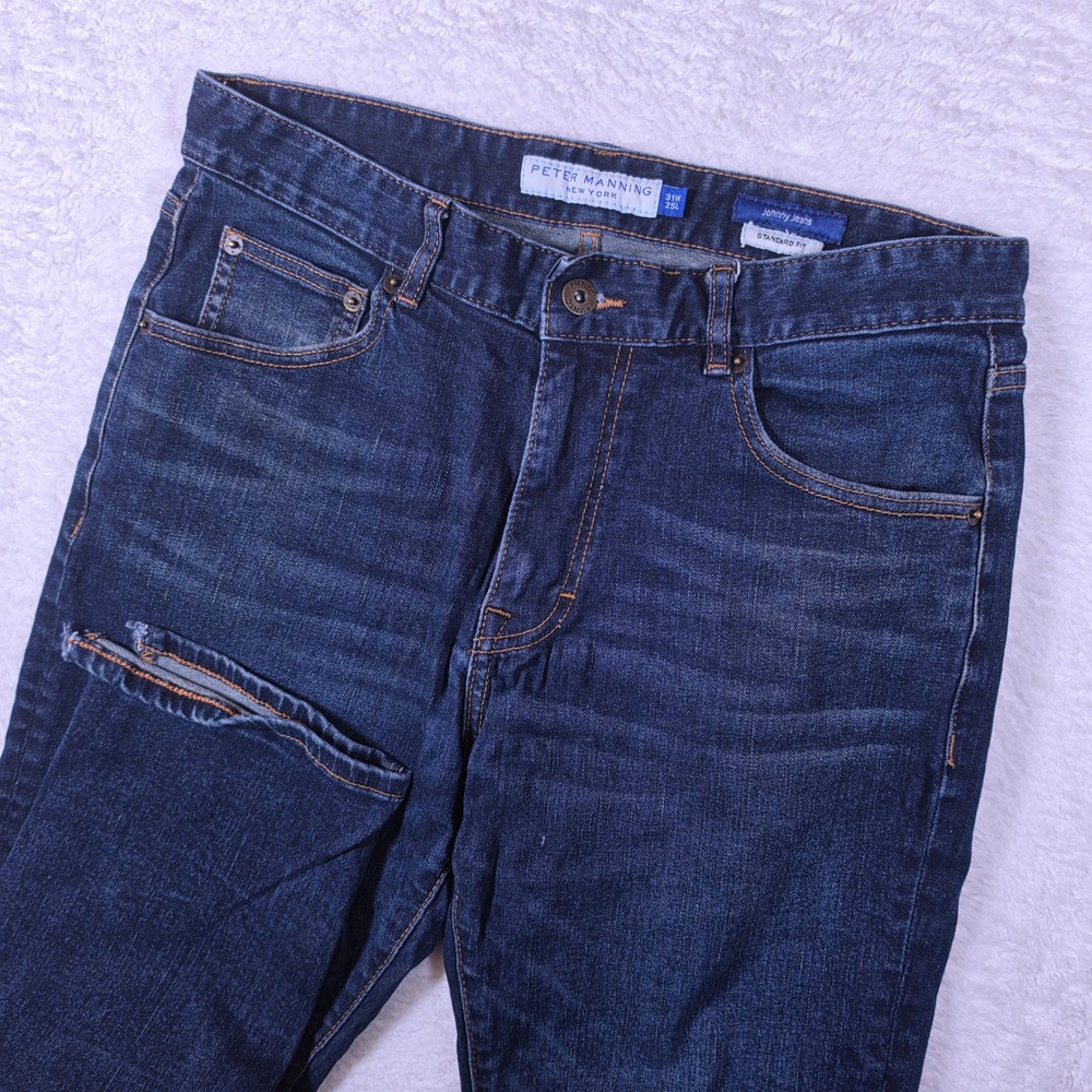 Peter Manning Johnny Jeans Mens 31/25 Blue Standard Fit Stretch Denim RN131930